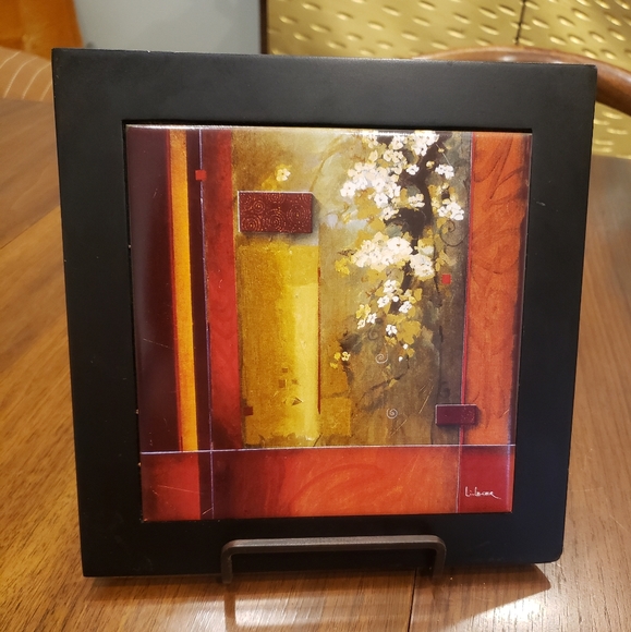 Wood and Tile Trivet Summer Bloom Art - Picture 2 of 9